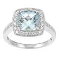 14k White Gold Aquamarine and 1/3ct TDW Diamond Ring