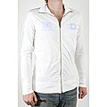 Diesel Men's White and Blue Lightweight Zip-up Sweater