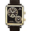 Joshua & Sons Men's Dual-time Multifunction Black Square Watch