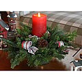 Fresh-cut Maine Balsam Candy Dish Round Pillar Candle Centerpiece