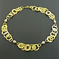 18k Gold Freshwater Pearl Multi-circle Necklace (Italy)