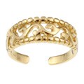 14K Yellow Gold over Sterling Silver Filigree AdjustableToe Ring