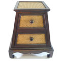 Acacia Wood and Rattan 2-drawer Pyramid Table (Thailand)