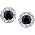 14k White Gold Sapphire and 1/6ct Diamond Earrings (I-J, I1-I2)