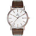Bulova Men's Leather Strap Rose Goldtone Watch
