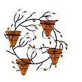 Round Amber Cups and Leaves Candle Sconce