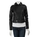 Ashley Women's Black Faux Leather Motorcycle Coat