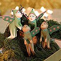 Set of Four Wooden 'Flying Elves' Ornaments (Indonesia)