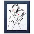 'Violinists' Ink Painting on Card Stock Original Art (Brazil)