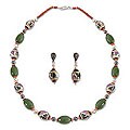 Silver and Ceramic 'Inca Land' Hematite Jewelry Set (Peru)
