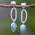 Sterling Silver 'Precious Dewdrops' Amazonite Dangle Earrings (Peru)