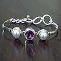 'Lilac Moon' Pearl and Amethyst Pendant Bracelet (Indonesia)