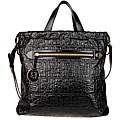 Fendi Naplak Black Embossed Leather Tote