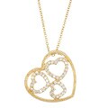 14k Yellow Gold over Sterling Silver CZ Heart Necklace