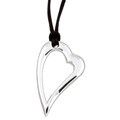 Sterling Silver Floating Heart Black Cord Necklace