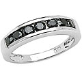 Silver Black Diamond 1ct TDW 7-stone Ring
