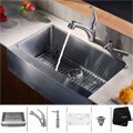 Kraus Stainless Steel Farmhouse Kitchen Sink/ Faucet/ Dispenser
