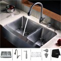 Kraus Stainless Steel Farmhouse Kitchen Sink/ Faucet/ Dispenser