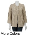Carducci Women's Oatmeal/ Charcoal Chunky Cable-knit Cardigan