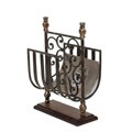 Contemporary Wooden Base Metal Magazine Rack