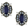 10k Gold Multi-color Sapphire and Diamond Accent Earrings