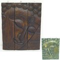 Medium Acacia Wood Three-panel Buddha Face (Thailand)