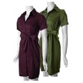 Becky and Max Women's Tie-front Waist Shirt Dress