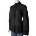 Espressa Women's Plus Size Ruffle Front Pinstripe Top