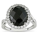 10k Gold 4 3/4ct TGW Onyx and White Topaz Ring