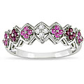 10k White Gold Ruby and Pink Sapphire Ring