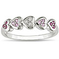 10k White Gold Pink Sapphire, Ruby and Diamond Heart Ring