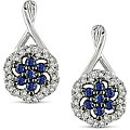 10k White Gold 1/7ct TDW Diamond and Sapphire Earrings