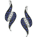 10k Gold Sapphire and Diamond Accent Swirl Earrings
