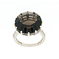 Meredith Leigh Sterling Silver Smokey Quartz and White Topaz Ring