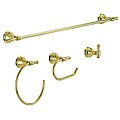 Fontaine Polished Brass Bathroom Towel Bar and Ring Accessory Set