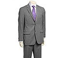 Ibiza Men's Two-button Grey Gabardine Suit