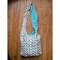 Natural Cotton Daphne Blue Block-printed Sling Bag (India)