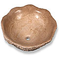 Baden Bath Round Scalloped Travertine Vessel Sink
