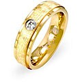 Goldtone Stainless Steel Cubic Zirconia Ring