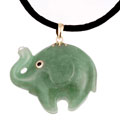 14k Yellow Gold Green Jade Elepant Necklace