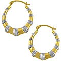 10k Two-tone Gold Etched Hoop Earrings