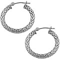 14k White Gold Round Mesh Hoop Earrings