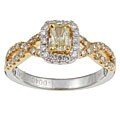 18k Gold 4/5ct TDW Fancy Yellow and White Diamond Ring (H-I, I3) (Size 6.5)