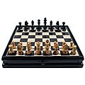 Black Stained Wood 15-inch Chess and Checkers Set (India)