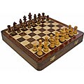 Handcrafted 12-inch Wood Chess Set with Chessmen Storage (India)