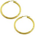 14k Yellow Gold Diamond-cut Chevron Hoop Earrings
