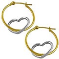 14k Two-tone Gold Interlocked Heart and Hoop Earrings