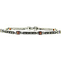 Sterling Silver Marcasite Red Cubic Zirconia Bracelet