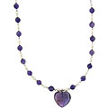 Sterling Silver Amethyst and Pearl Heart Necklace