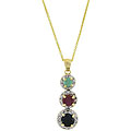 18k Gold over Silver Sapphire/ Ruby/ Emerald/ Diamond Necklace